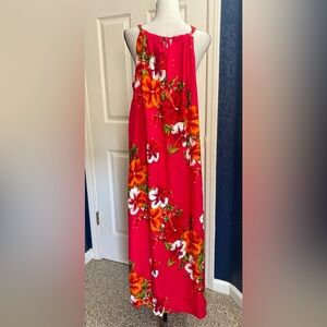 Floral Maxi Dress in Red and Orange